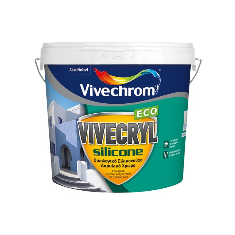 Οικολογικό σιλικονούχο χρώμα Vivechrom Vivecryl Silicone Eco λευκό 10lt