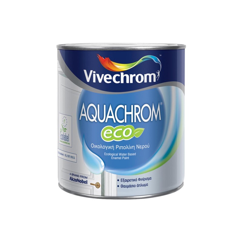 Οικολογική ριπολίνη νερού Vivechrom Aquachrom Eco λευκό γυαλιστερό 2,5lt