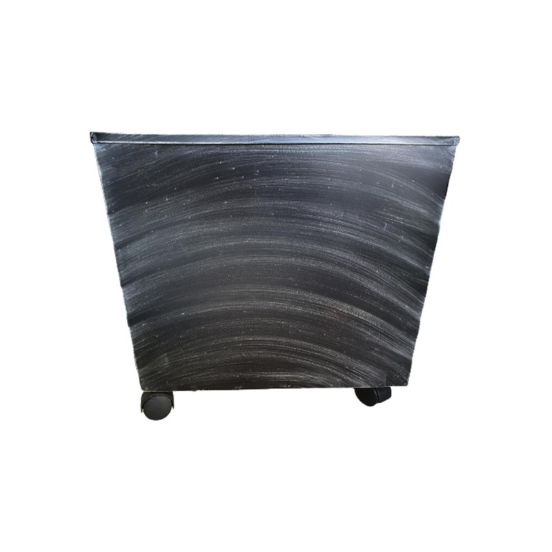 Ξυλοκούτι μεταλλικό Κλαπάκης χωρίς καπάκι με ρόδες μαύρο-ασημί πατίνα [11-74]