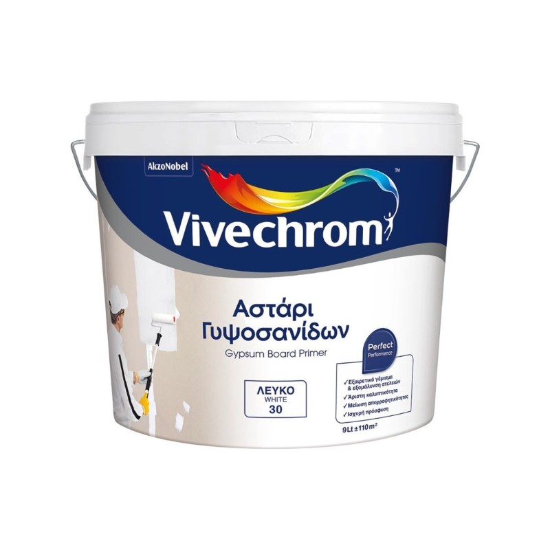 Αστάρι γυψοσανίδων Vivechrom Eco λευκό 9lt