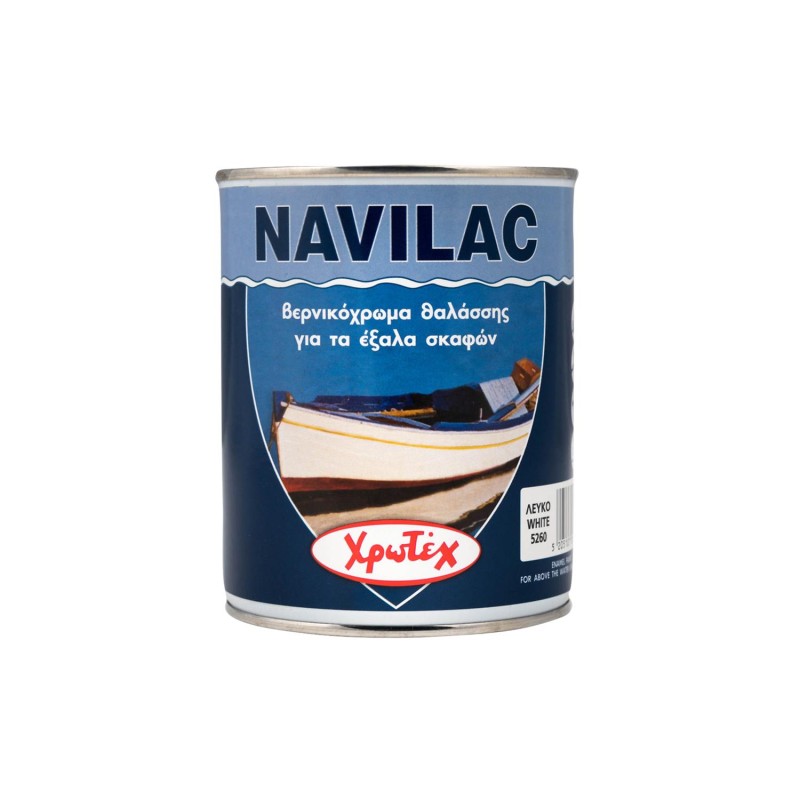 Βερνικόχρωμα θαλάσσης Χρωτέχ Navilac 0,75lt για τα έξαλα σκαφών (λευκό gloss)