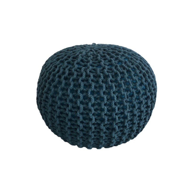 Πουφ Dimitracas πλεκτό στρογγυλό 50x35cm πετρόλ [05692.020]