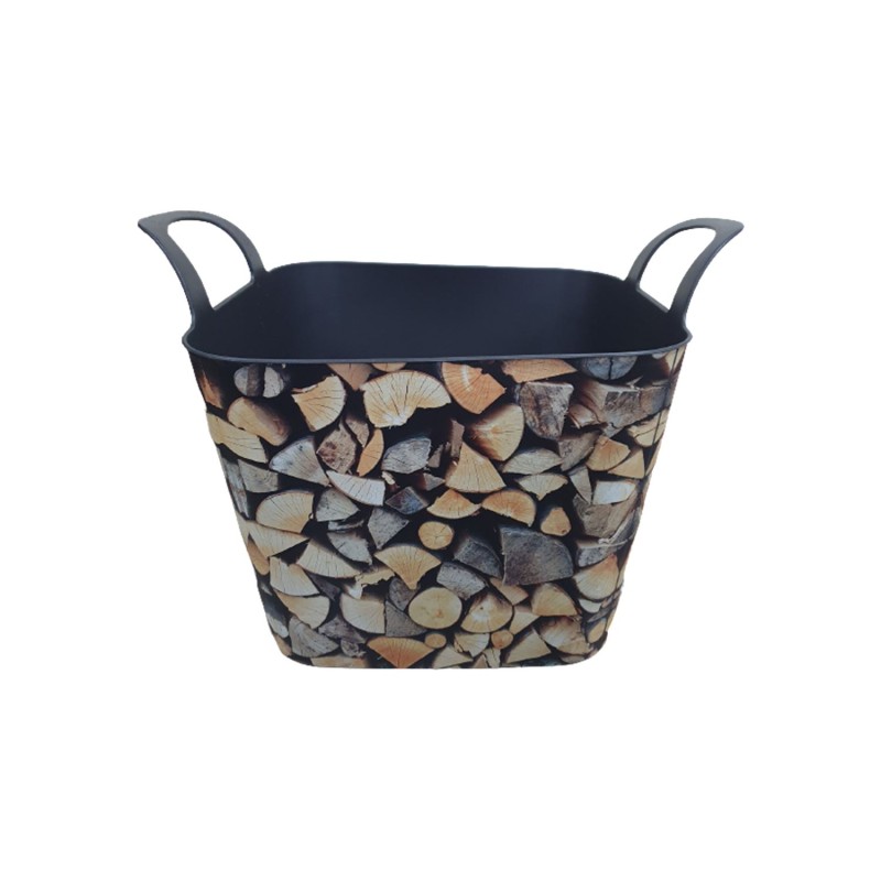 Καλάθι γενικής χρήσης wood print 36L τετράγωνο [378950]