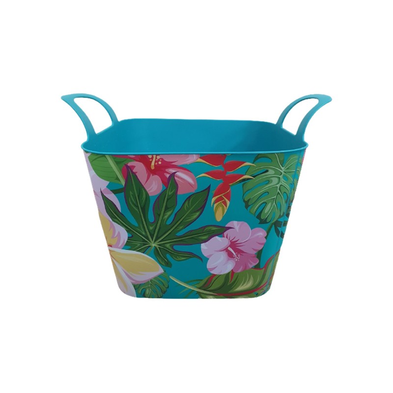 Καλάθι γενικής χρήσης flower print 36L τετράγωνο τιρκουάζ [324076]