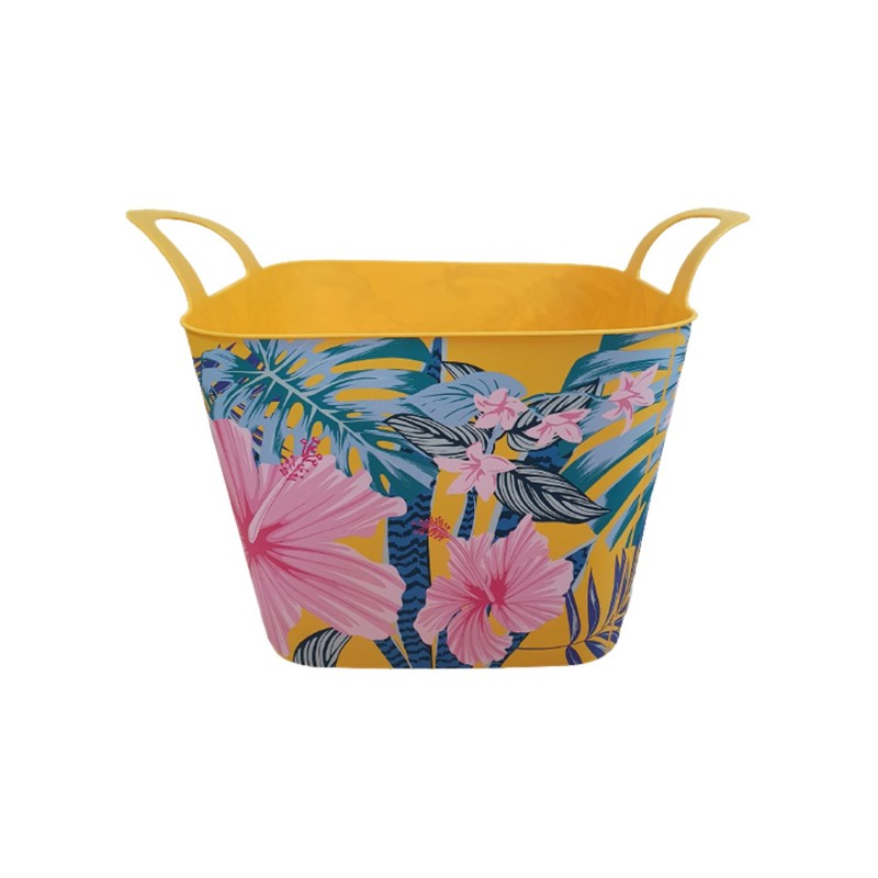Καλάθι γενικής χρήσης flower print 36L τετράγωνο κίτρινο [324076]