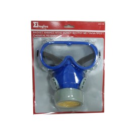 Χημική μάσκα μονού φίλτρου με γυαλιά προστασίας μπλε [OO1132]