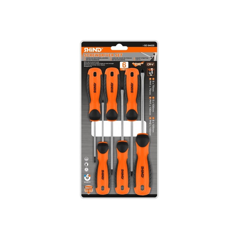 Σετ κατσαβίδια Shind ίσια και σταυρού (6 τεμάχια) [SD 94430]