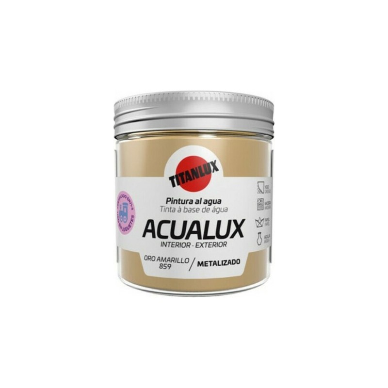Χρώμα μεταλλικών αποχρώσεων Titanlux Acualux metalizado 75ml (χρυσό-κίτρινο)