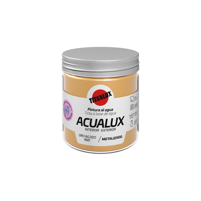Χρώμα μεταλλικών αποχρώσεων Titanlux Acualux metalizado 75ml (χρυσό-κόκκινο)