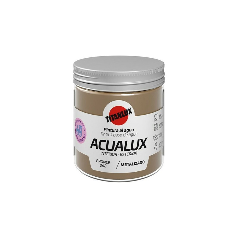 Χρώμα μεταλλικών αποχρώσεων Titanlux Acualux metalizado 75ml (μπρονζέ)