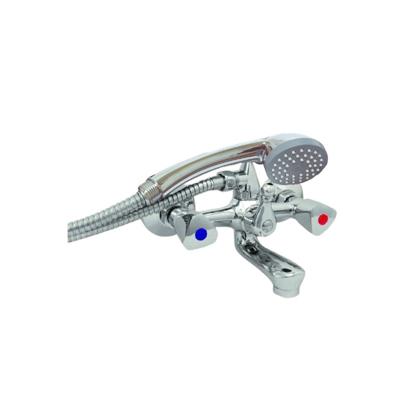 Μπαταρία λουτρού Gloria Star ασημί με τηλέφωνο και σπιράλ [05-7000]