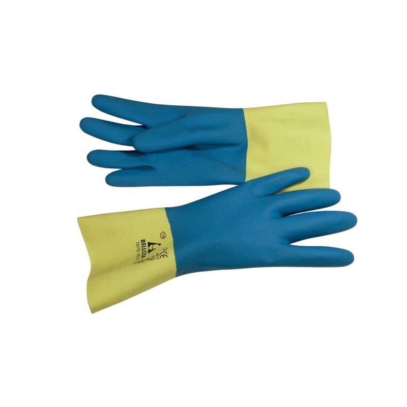 Γάντια εργασίας Bellota από χημικό δίχρωμο λατέξ κίτρινο - μπλε [72172]