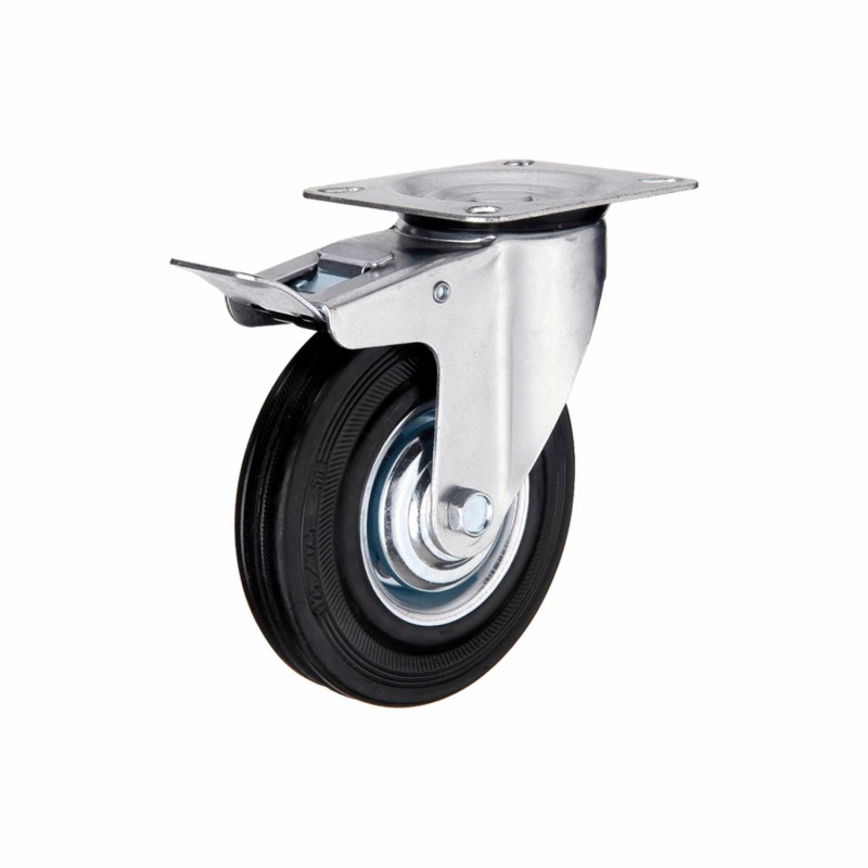 Ρόδα Ruotec μαύρη περιστρεφόμενη με φρένο Ø160 [502.000.002.160]