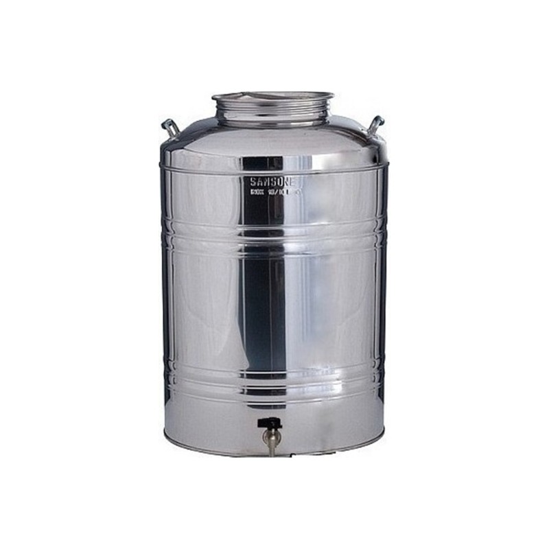 Δοχείο Sansone 100lt ανοξείδωτο με βιδωτό καπάκι και βρυσάκι