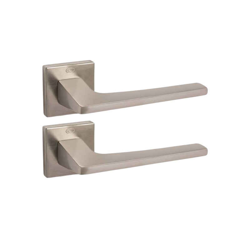 Ζεύγος χειρολαβών Convex με ροζέτα και επιστόμιο κλειδιού τετράγωνο νίκελ ματ [1495]