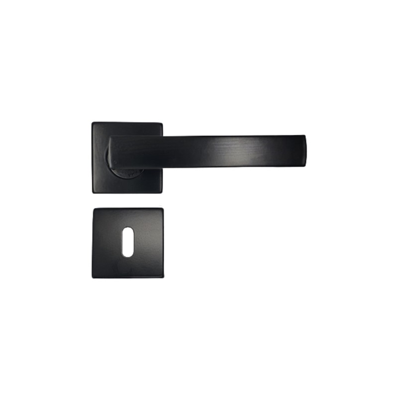 Πόμολο πόρτας με ροζέτα Import Hellas μαύρο ματ (ζεύγος) [52081]