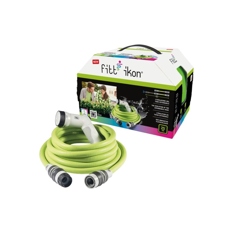 Επεκτεινόμενο λάστιχο Fitt Ikon Lime 15m με πιστόλι ψεκασμού & ταχυσύνδεσμο [9131613]