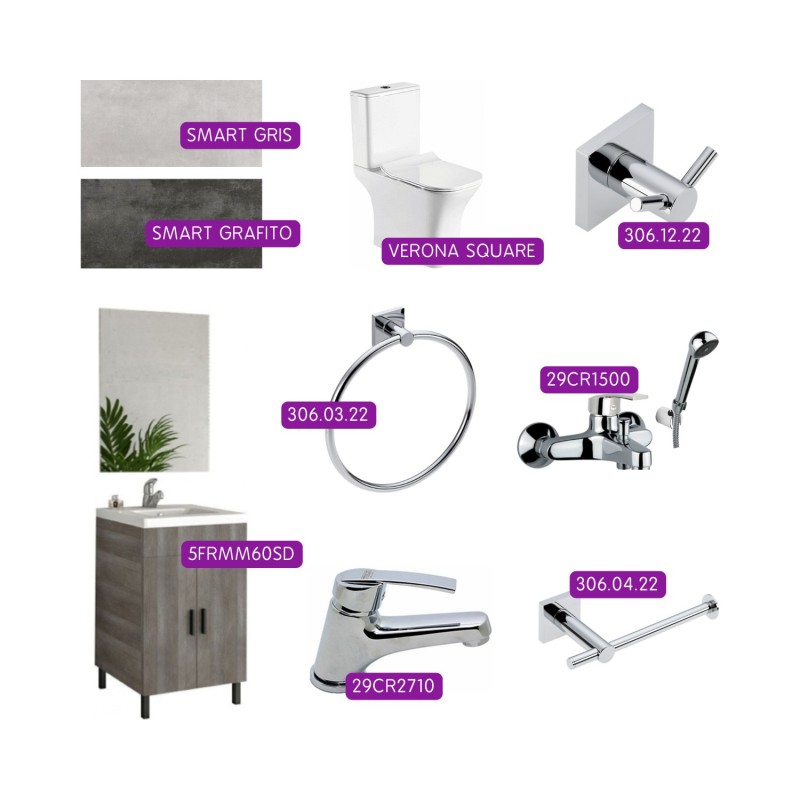 Ανακαίνιση μπάνιου με πλακάκια, έπιπλο, νιπτήρα, καθρέφτη, λεκάνη με καζανάκι, μπαταρίες & αξεσουάρ (REBATH2)