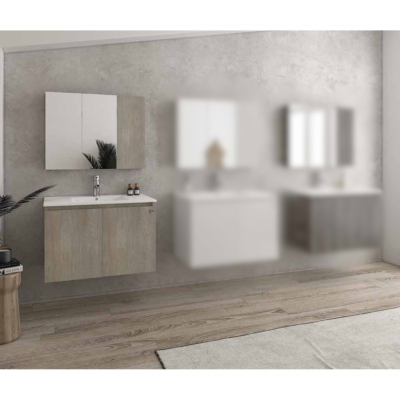 Σετ κρεμαστό έπιπλο μπάνιου Drop Verona 75 light beige με νιπτήρα και καθρέφτη [5FVR075SL]