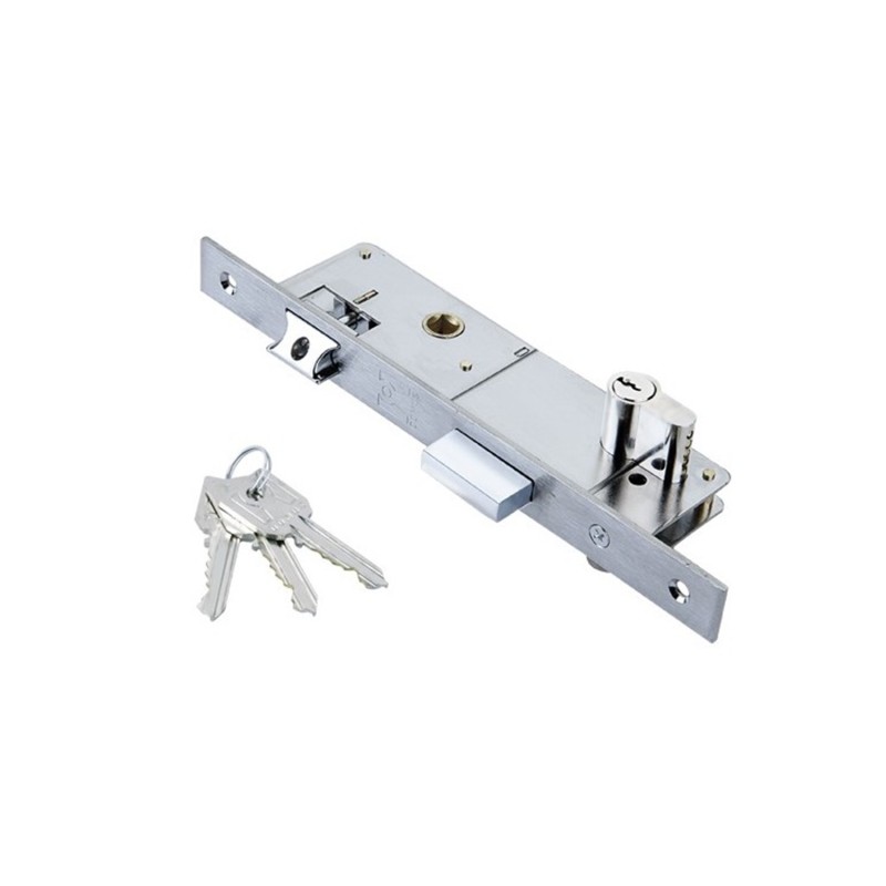 Κλειδαριά χωνευτή γλωσσού Domus 35mm χρωμέ με κύλινδρο [91135T]